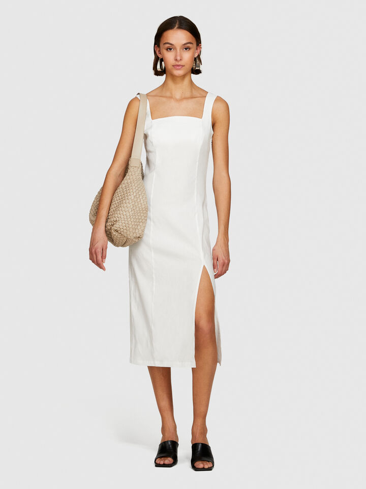Fitted dress with slit - women's midi dresses - White | Sisley image number 1